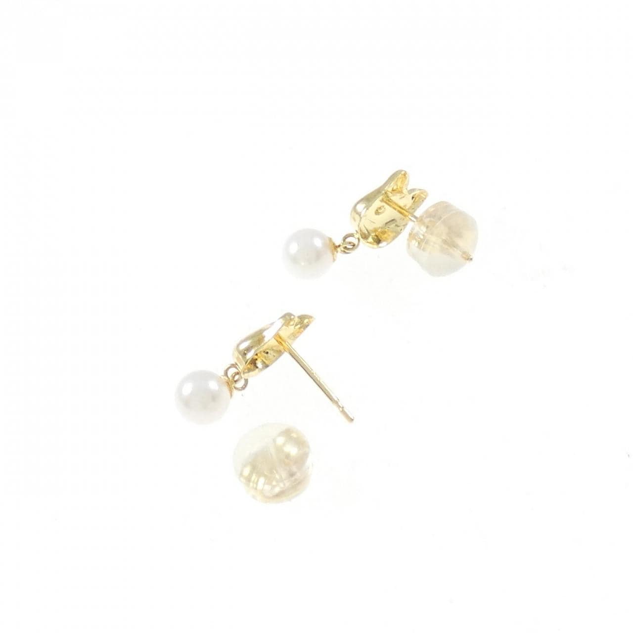 [BRAND NEW] K18YG Akoya pearl earrings 4.2mm