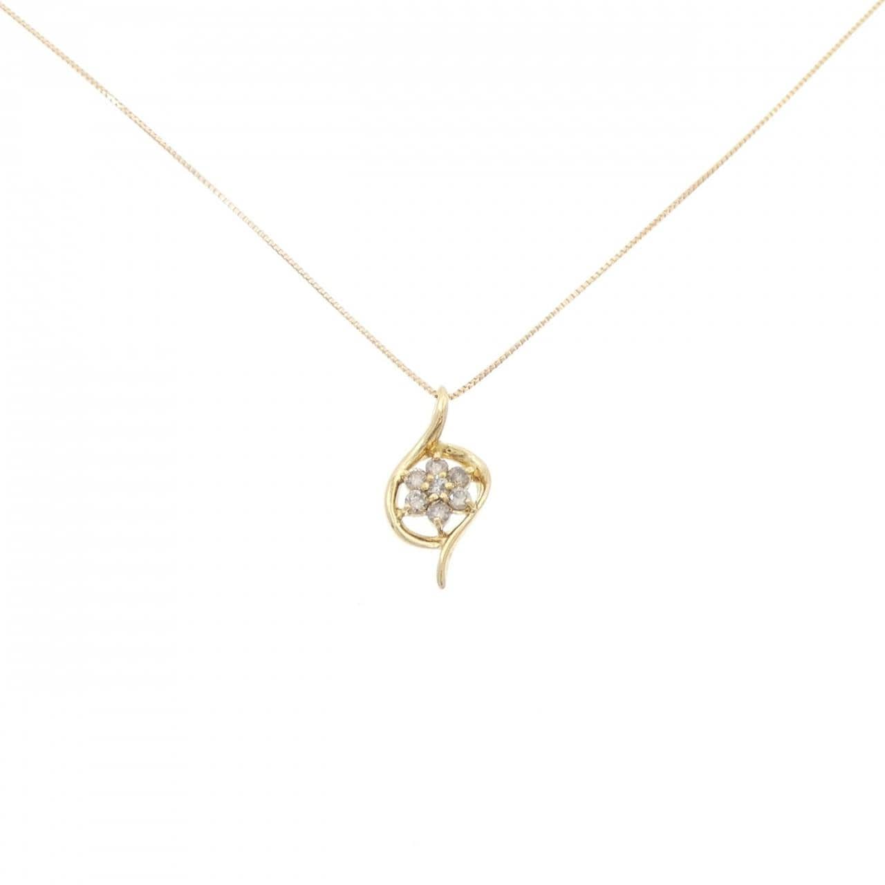 K18YG フラワー ダイヤモンド ネックレス 0.25CT
