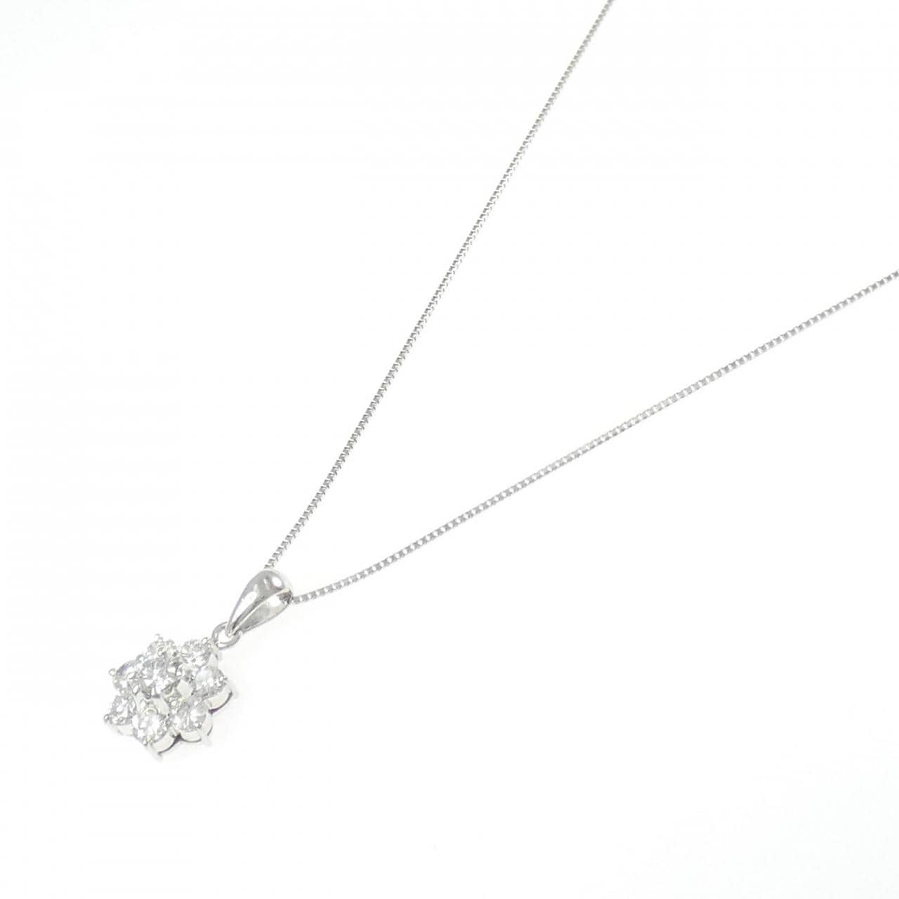 PT/PT850 フラワー ダイヤモンド ネックレス 1.00CT