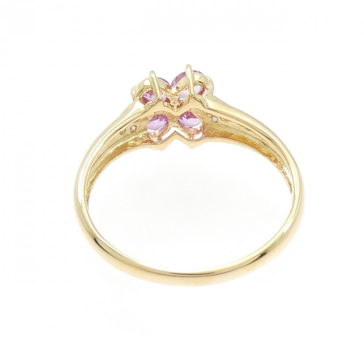 K18YG フラワー サファイヤ リング 0.63CT