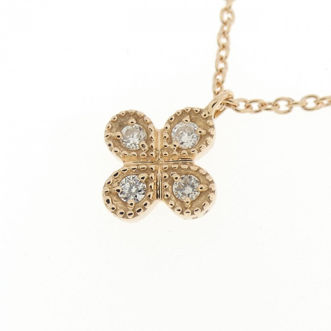 K18PG Flower Diamond Necklace 0.04CT