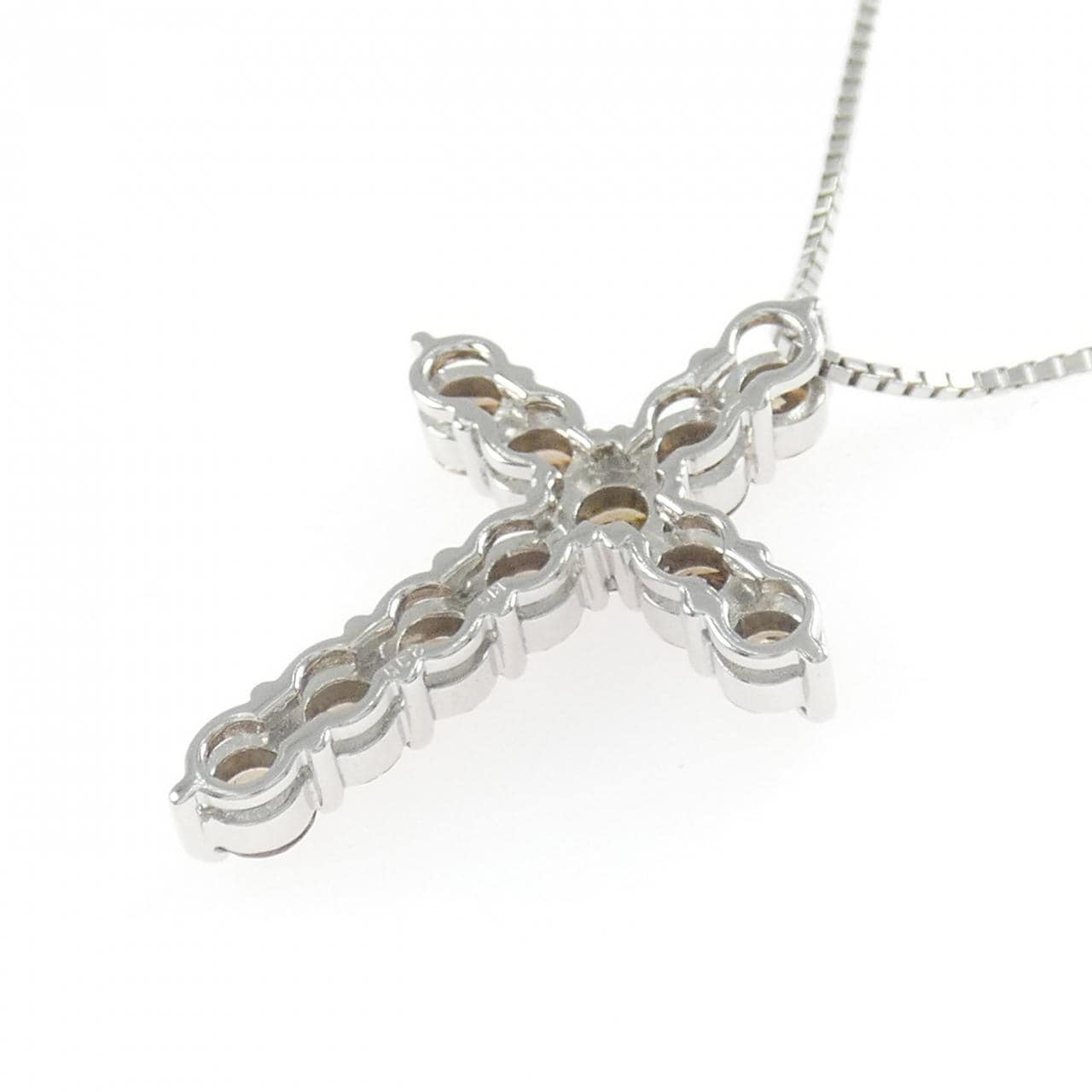 K18WG クロス ダイヤモンド ネックレス 2.00CT