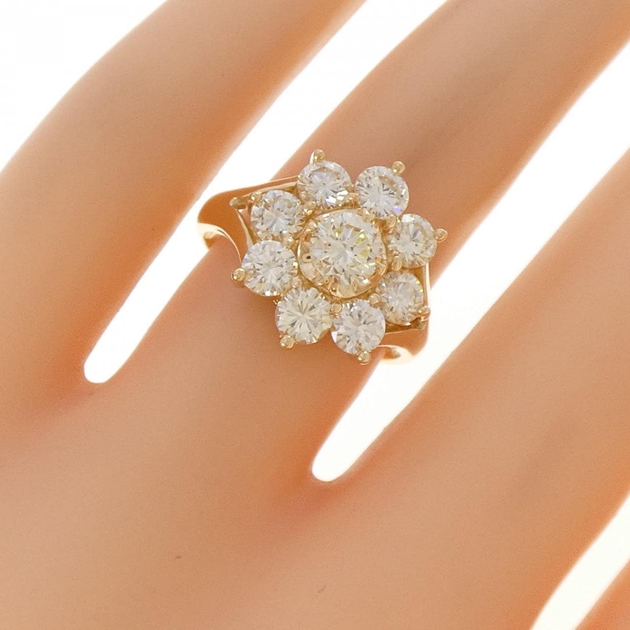 K18YG フラワー ダイヤモンド リング 0.47CT