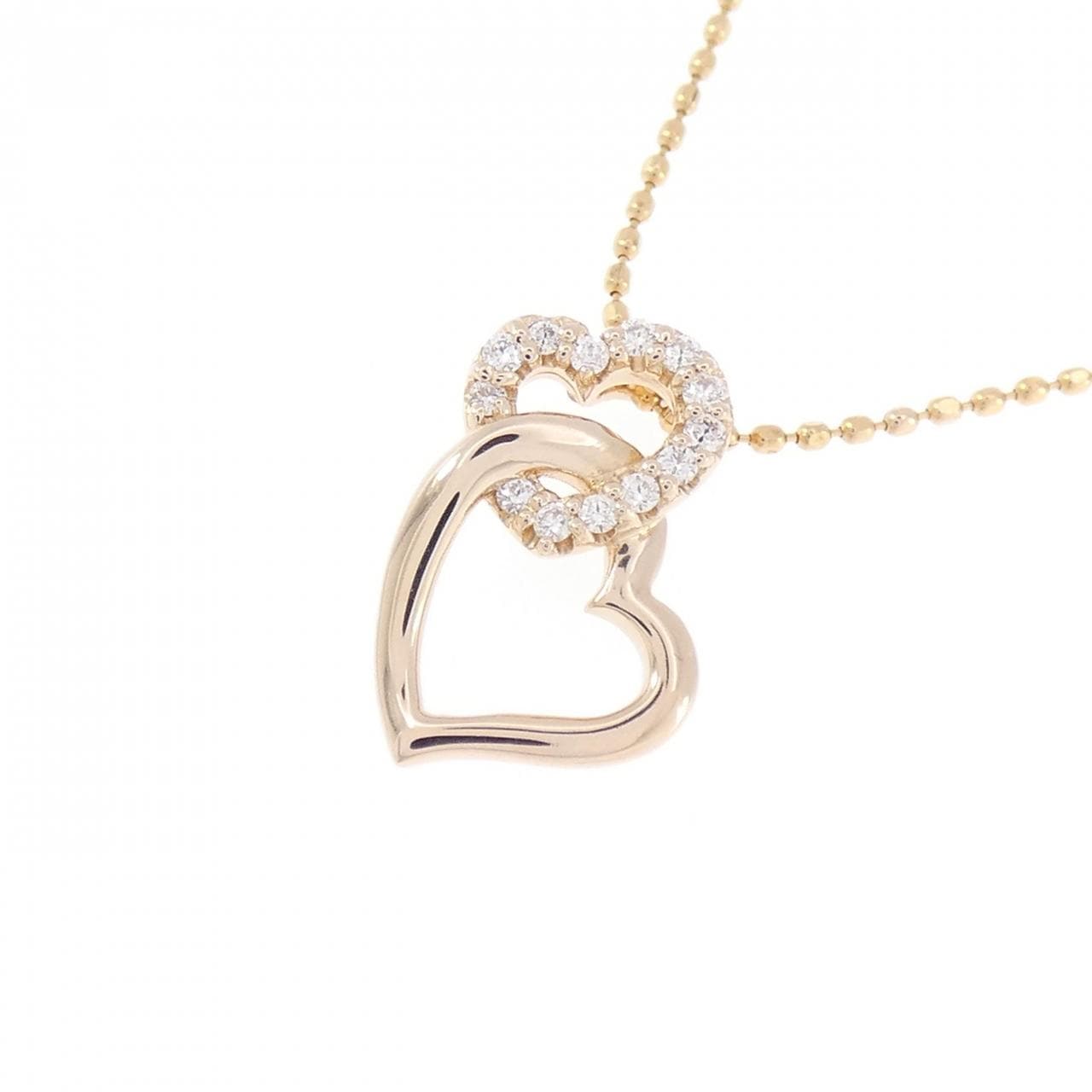 K18PG ハート ダイヤモンド ネックレス 0.06CT