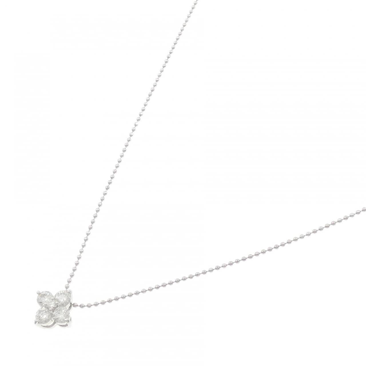 PT900/PT850 フラワー ダイヤモンド ネックレス 0.03CT