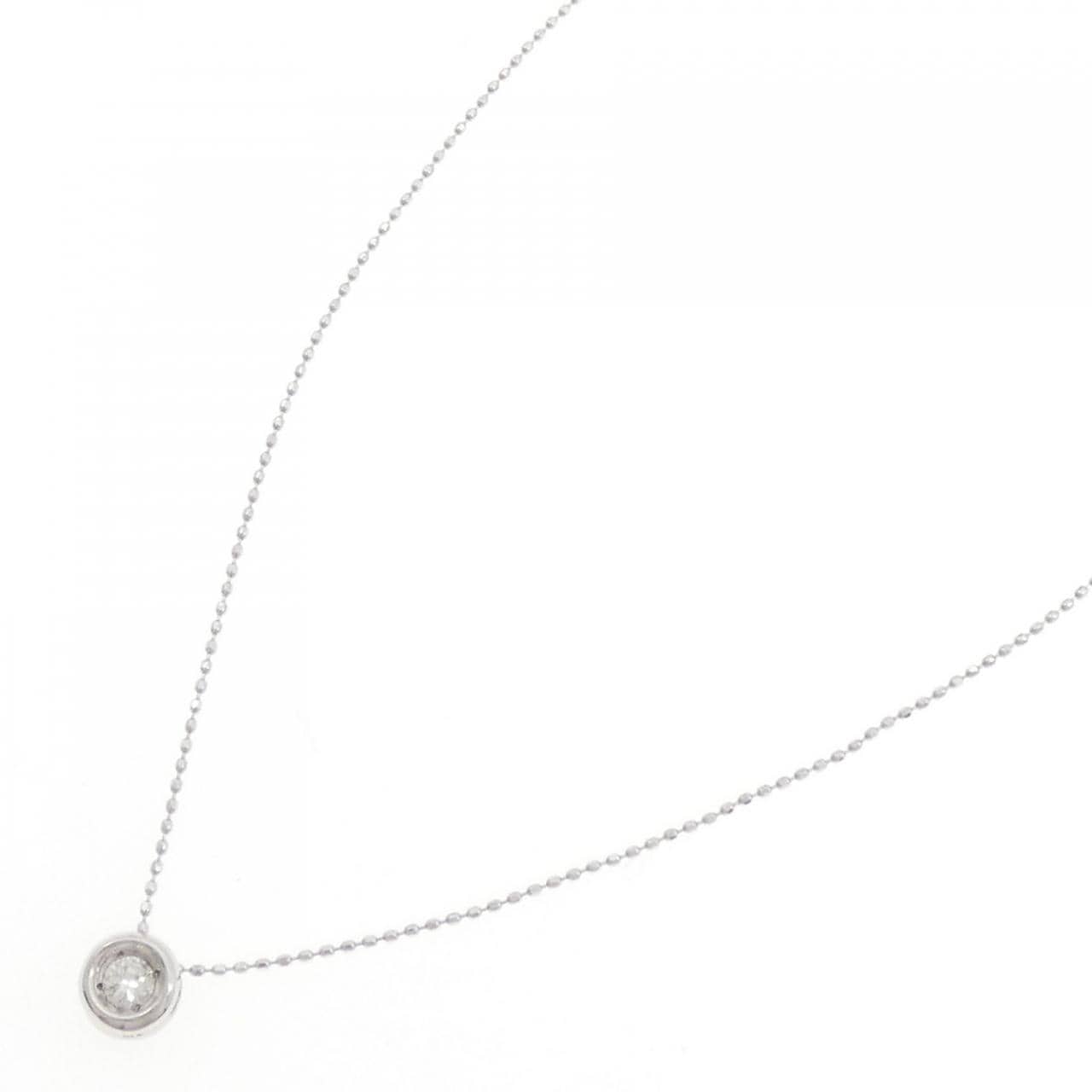 K18WG ソリティア ダイヤモンド ネックレス 0.12CT