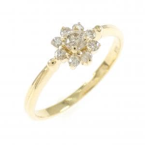 K18YG フラワー ダイヤモンド リング 0.20CT