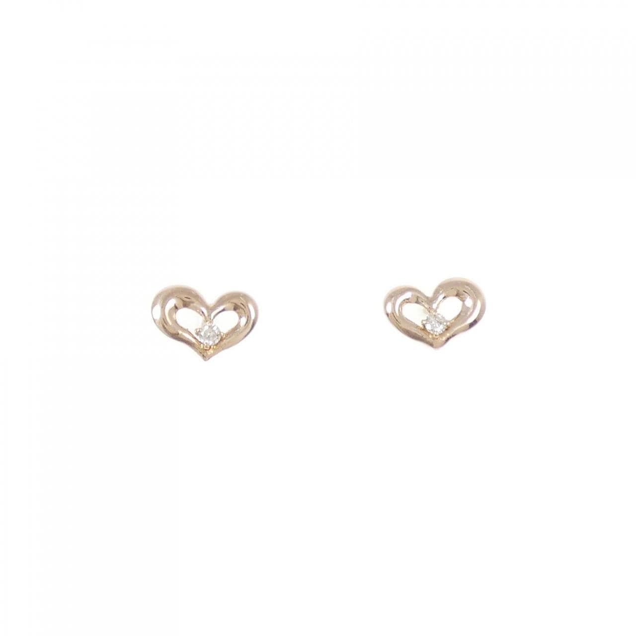 K18PG ハート ダイヤモンド ピアス 0.02CT