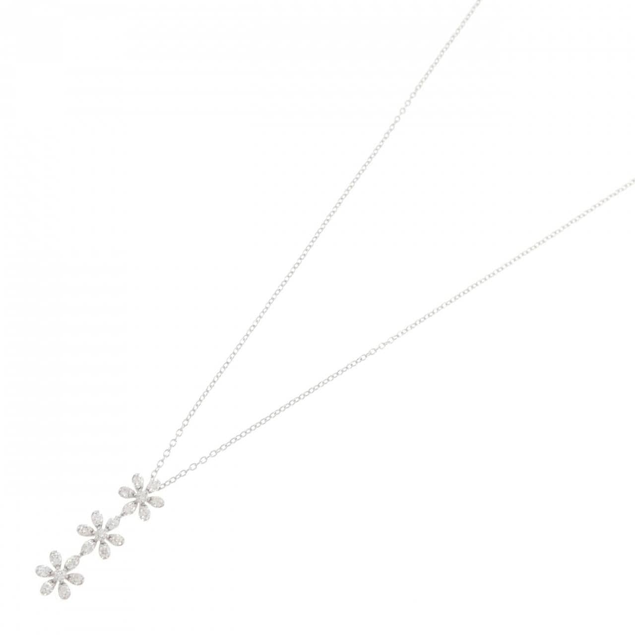 K18WG フラワー ダイヤモンド ネックレス 0.51CT