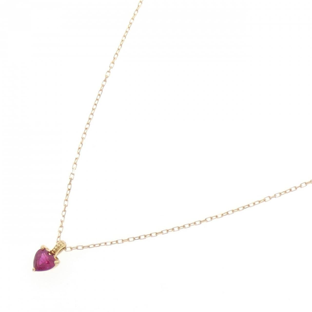 K18YG ハート ルビー ネックレス