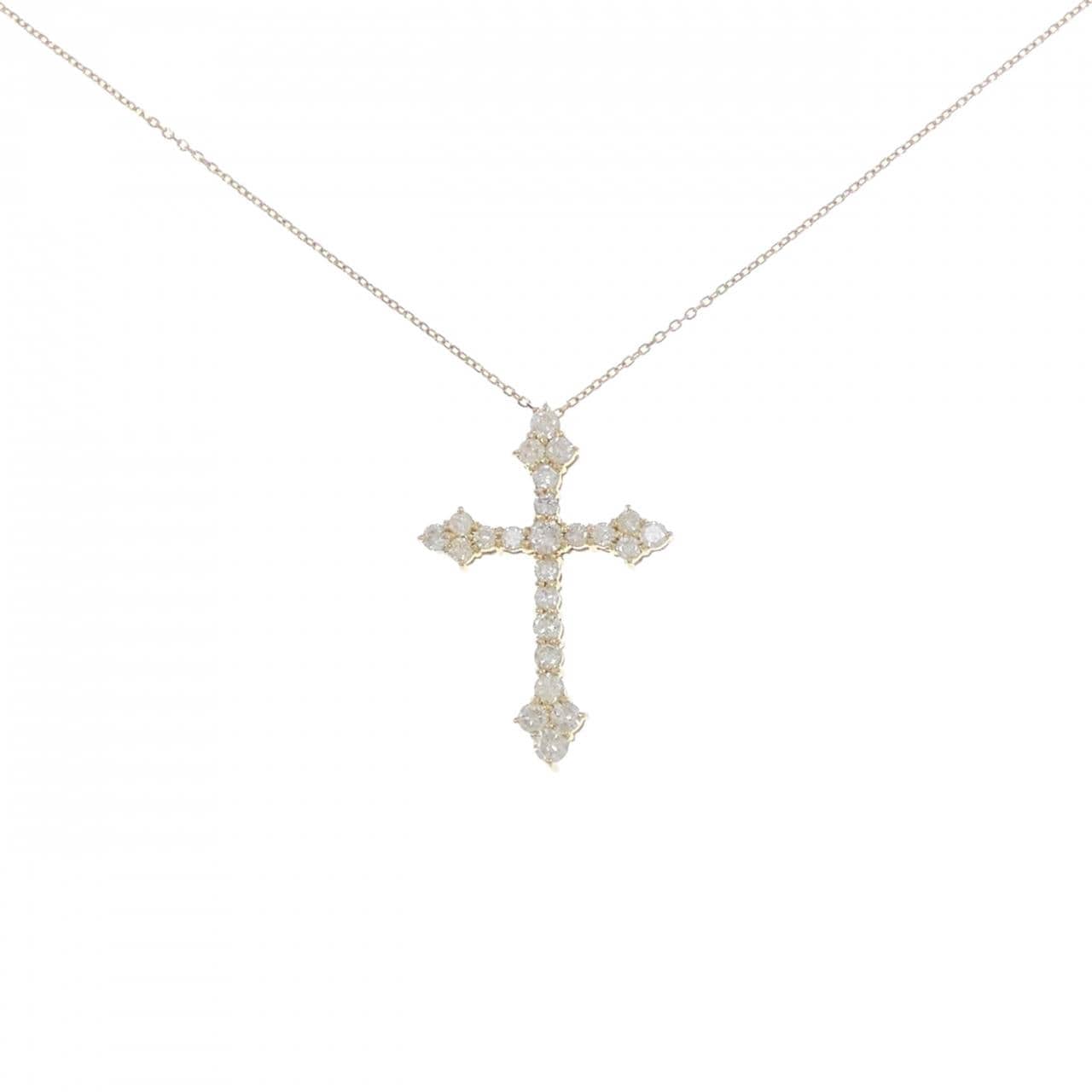 K18YG クロス ダイヤモンド ネックレス 1.11CT