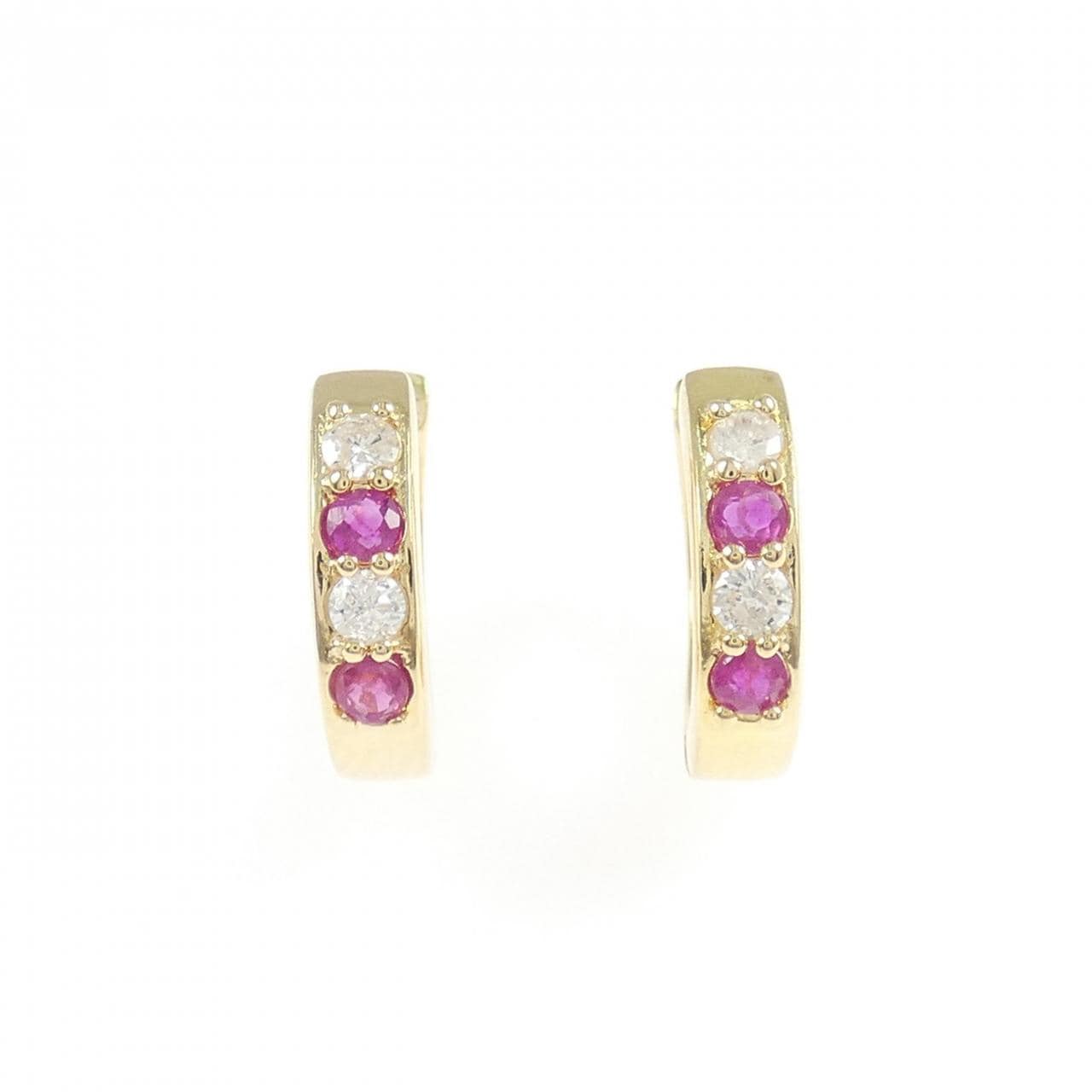 K18YG ルビー フープ ピアス