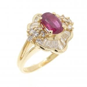 K18YG ルビー リング 0.75CT