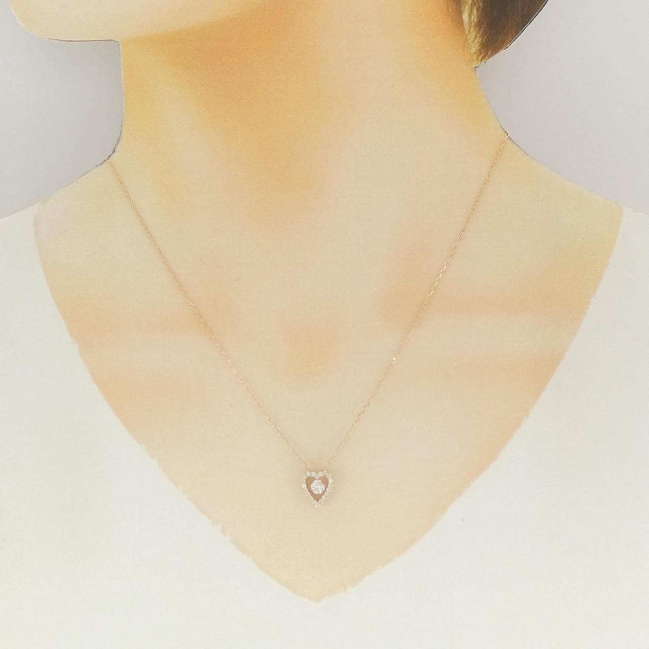 K18PG ハート ダイヤモンド ネックレス 0.20CT