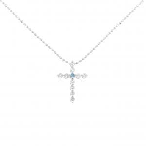 K18WG クロス ダイヤモンド ネックレス 0.15CT