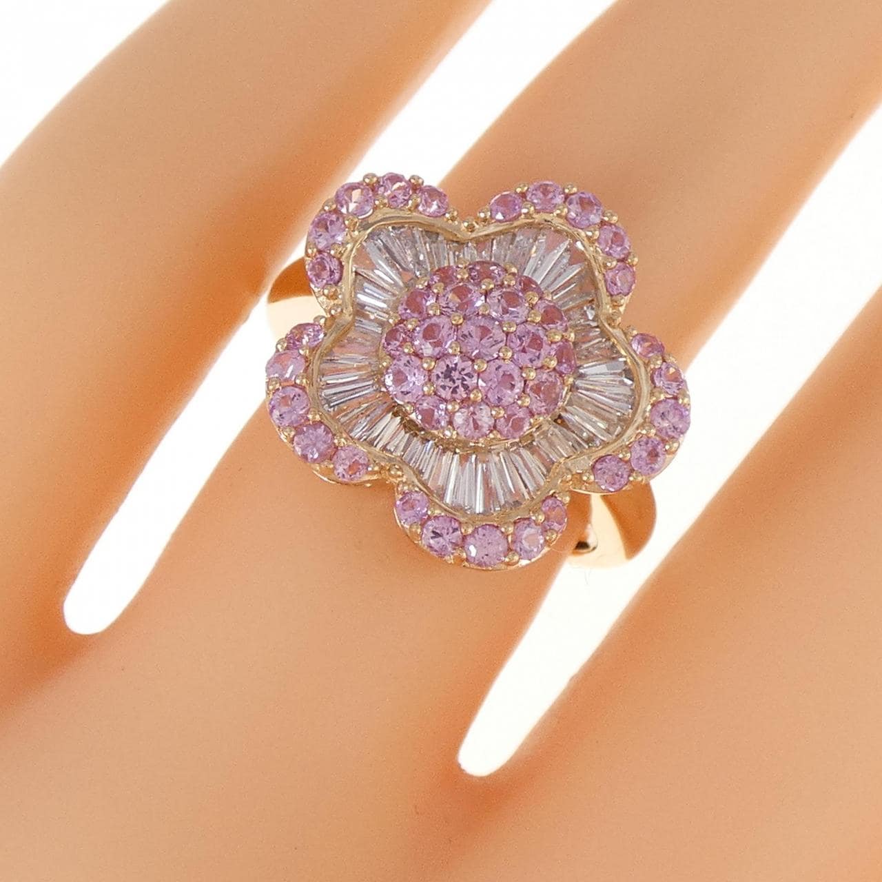 K18PG Flower Sapphire Ring