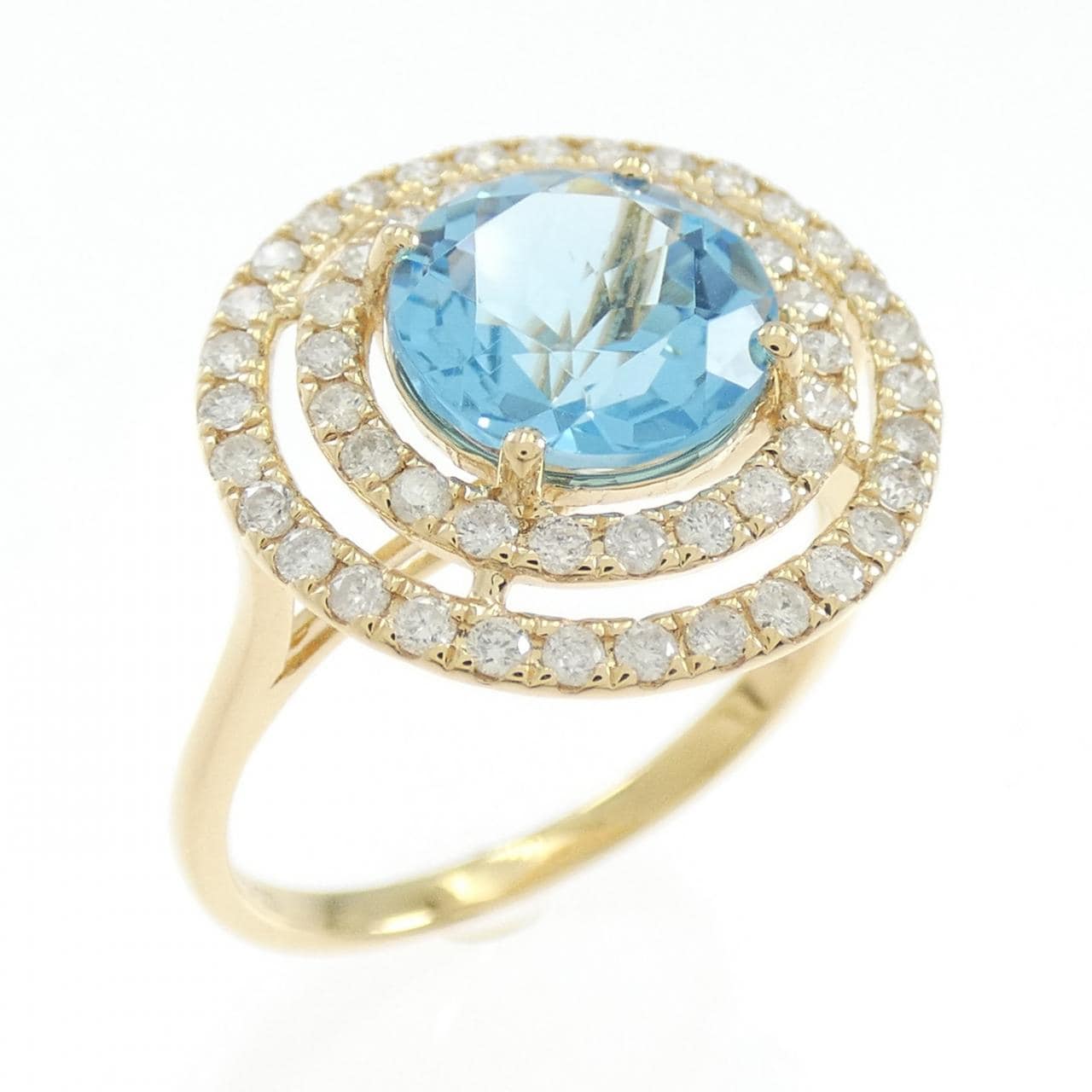 K18YG ブルートパーズ リング 2.10CT