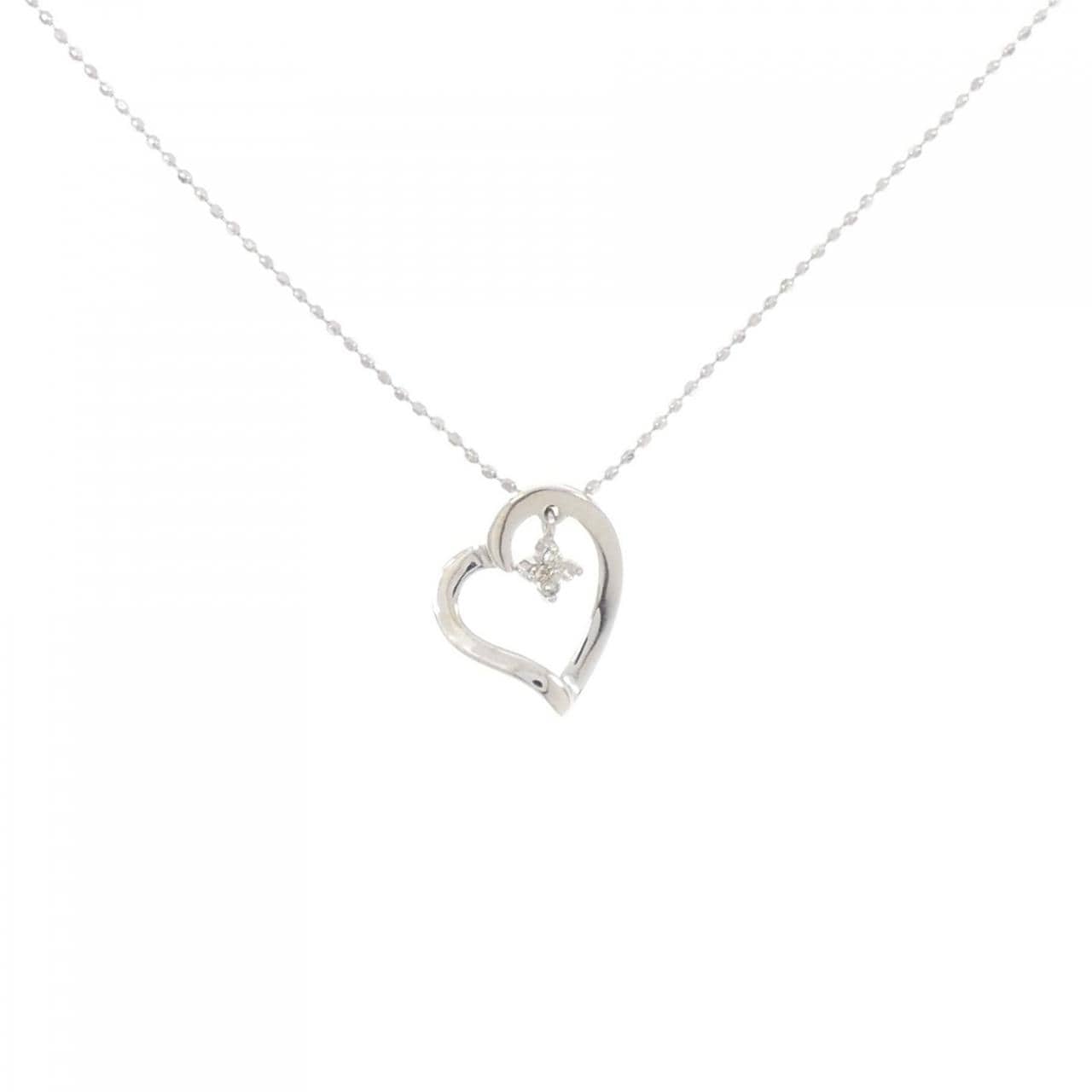K10WG ハート ダイヤモンド ネックレス 0.03CT