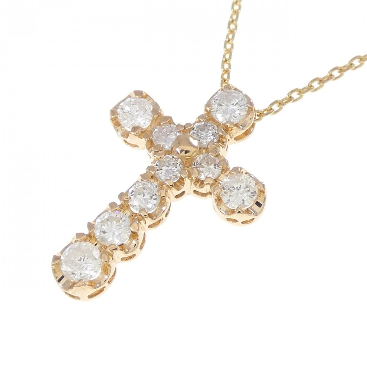 K18PG/K18YG Cross Diamond Necklace 0.51CT