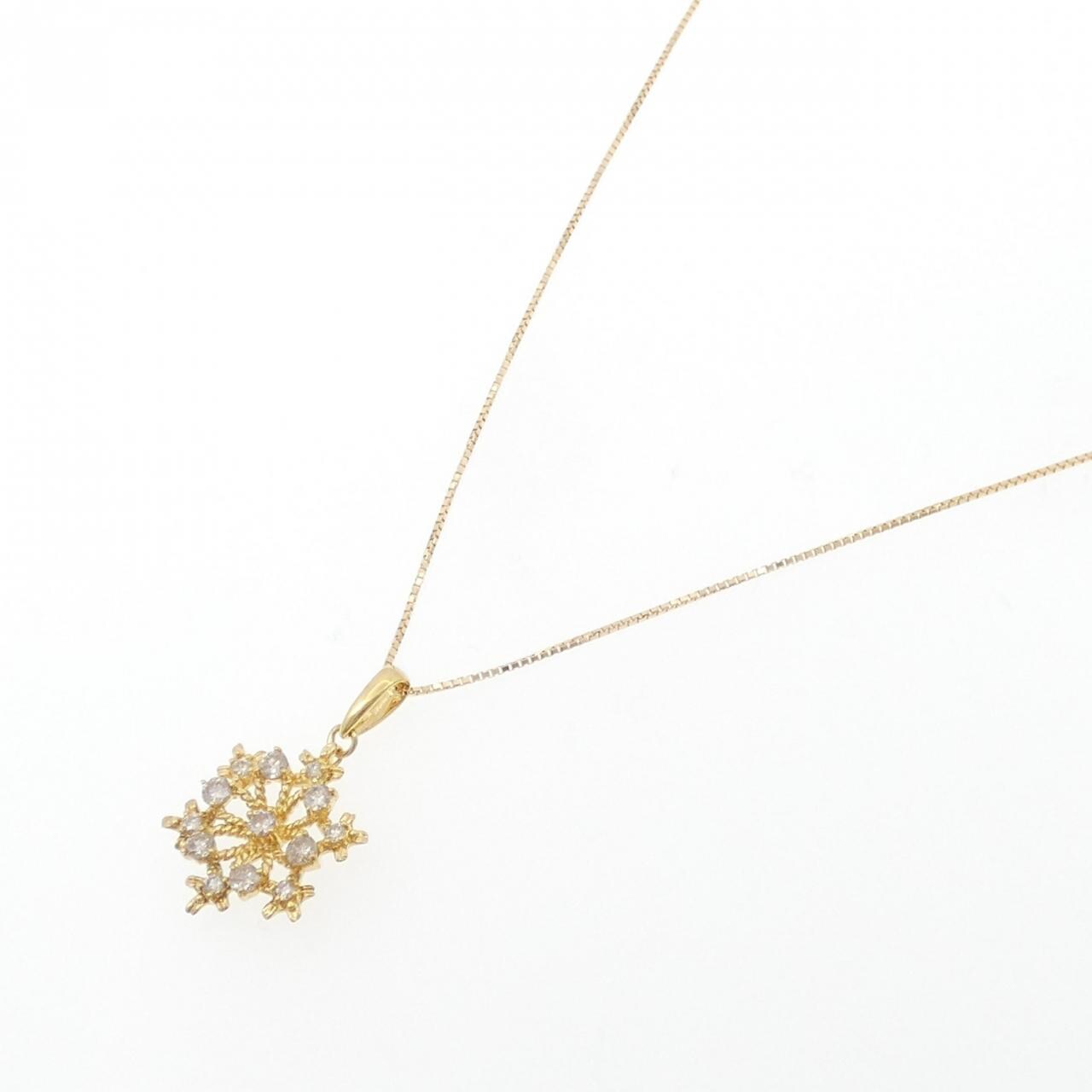 K18YG スノーフレーク ダイヤモンド ネックレス 0.50CT