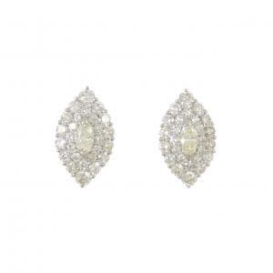PT900 ダイヤモンド ピアス 0.301CT 0.300CT L VS1-2 マーキスカット