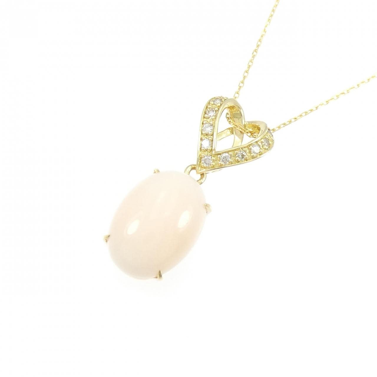 K18YG ハート サンゴ ネックレス 4.89CT