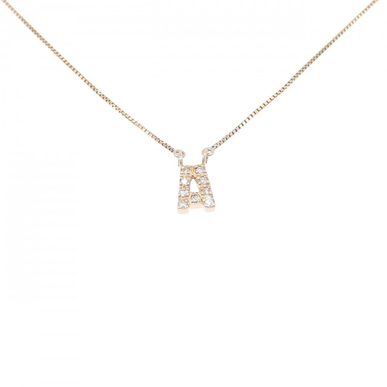 K10PG イニシャルA ダイヤモンド ネックレス 0.04CT