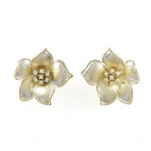 K18YG/K18WG フラワー ダイヤモンド イヤリング 0.18CT