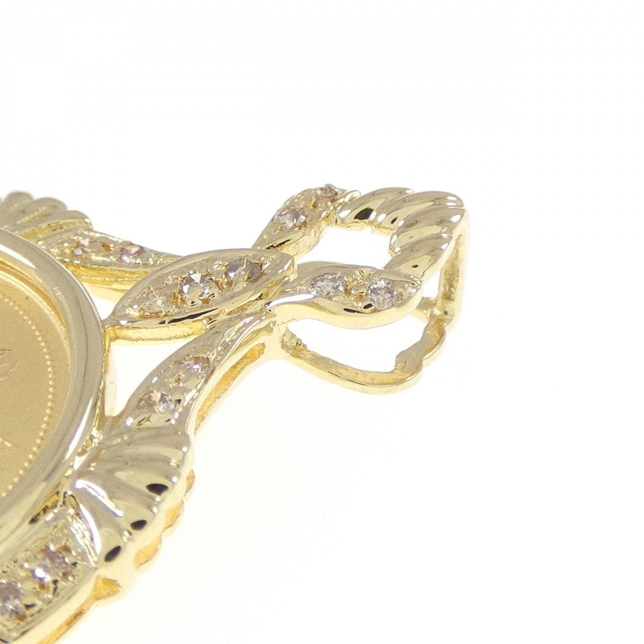 18K黄金（框架）钻石硬币0.15克拉吊坠