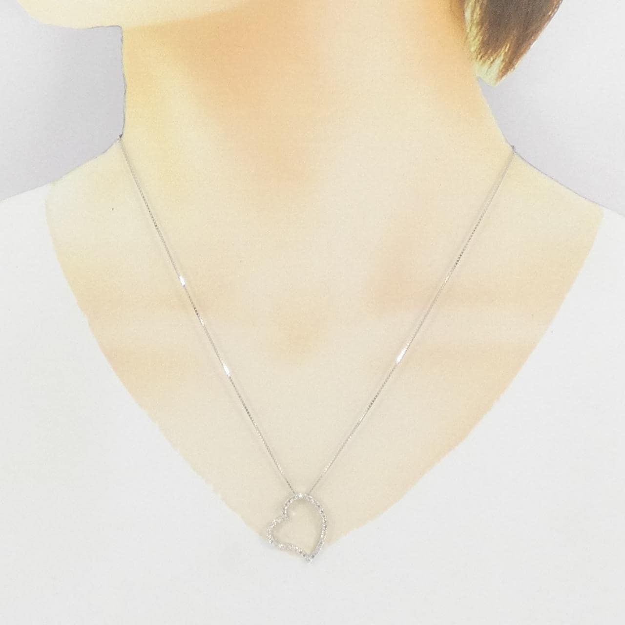 K18WG ハート ダイヤモンド ネックレス 0.50CT