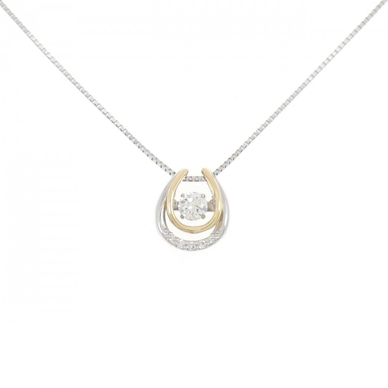 PT900/K18YG/PT850 ダイヤモンド ネックレス 0.181CT