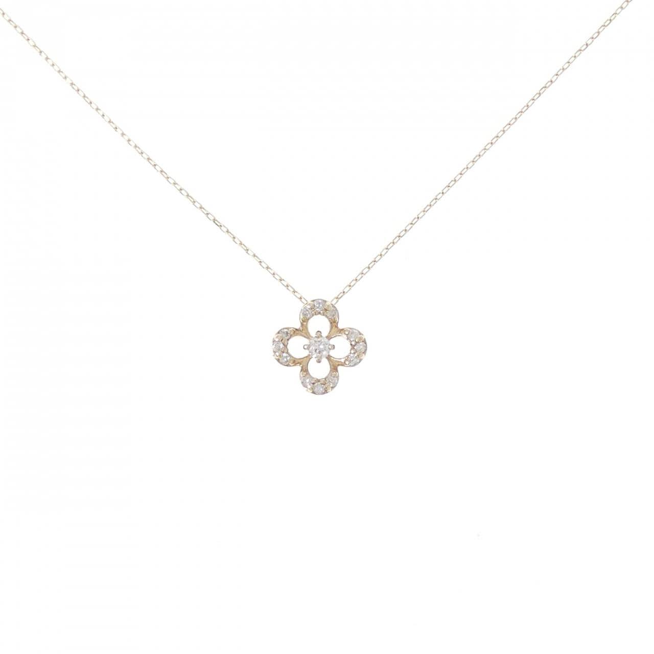 K10YG フラワー ダイヤモンド ネックレス 0.10CT
