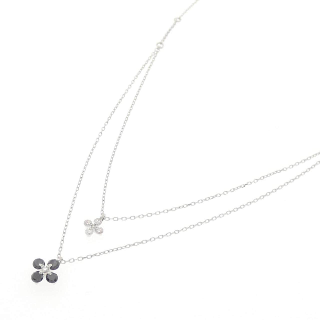 K18WG フラワー ダイヤモンド ネックレス 0.50CT