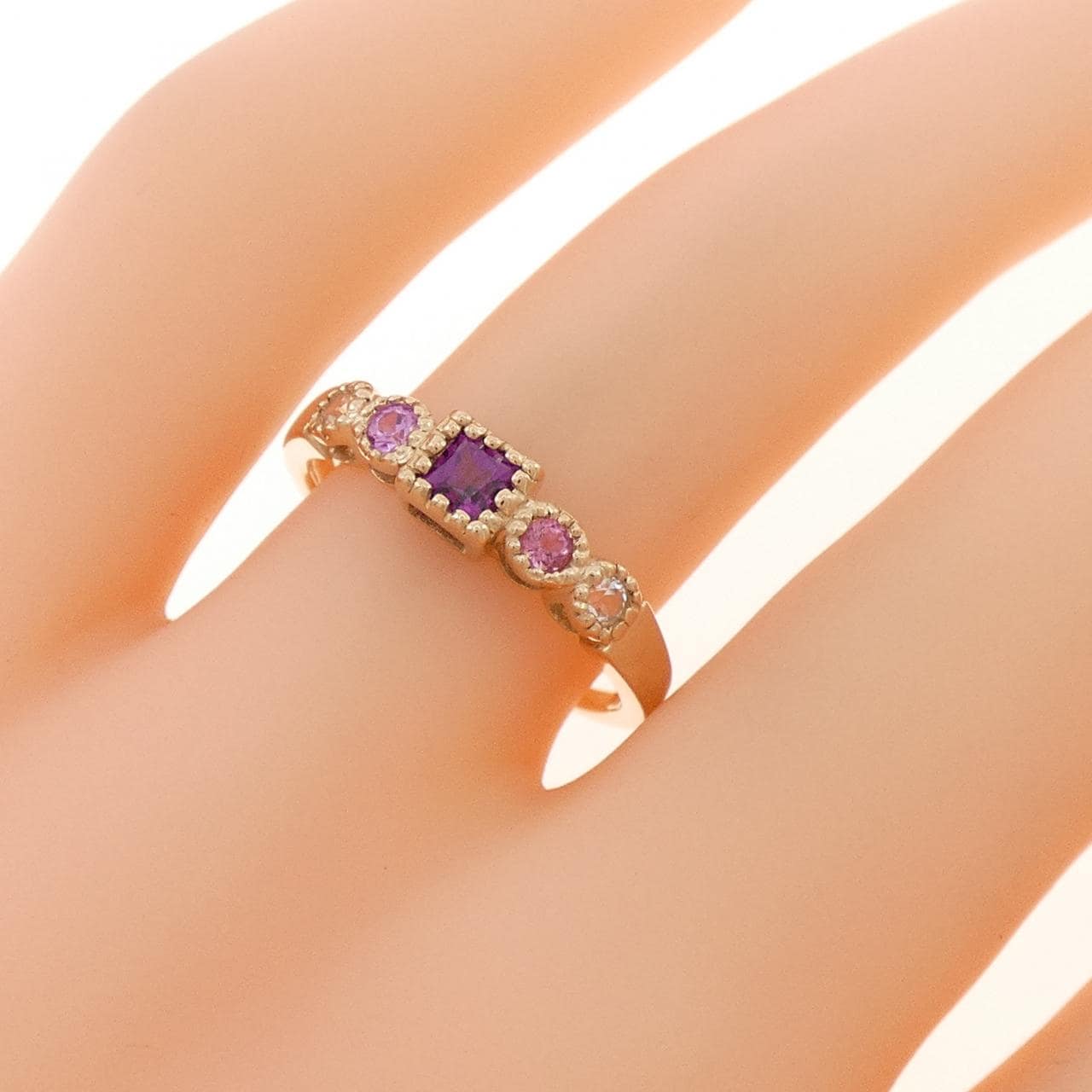 K18PG カラーストーン リング