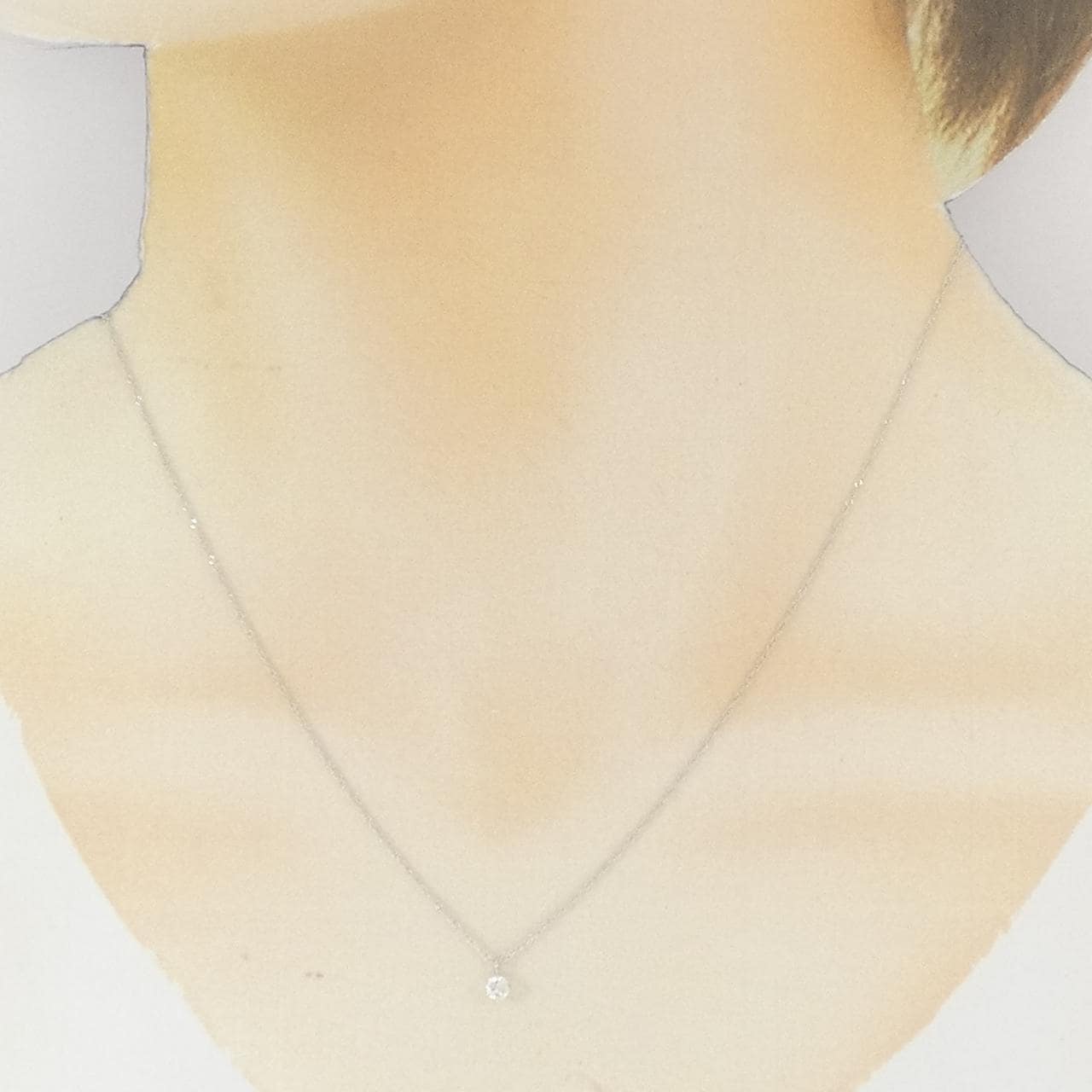 K18WG ソリティア ダイヤモンド ネックレス 0.10CT