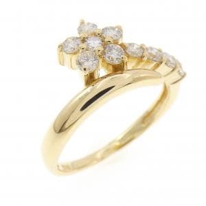 K18YG フラワー ダイヤモンド リング 0.50CT
