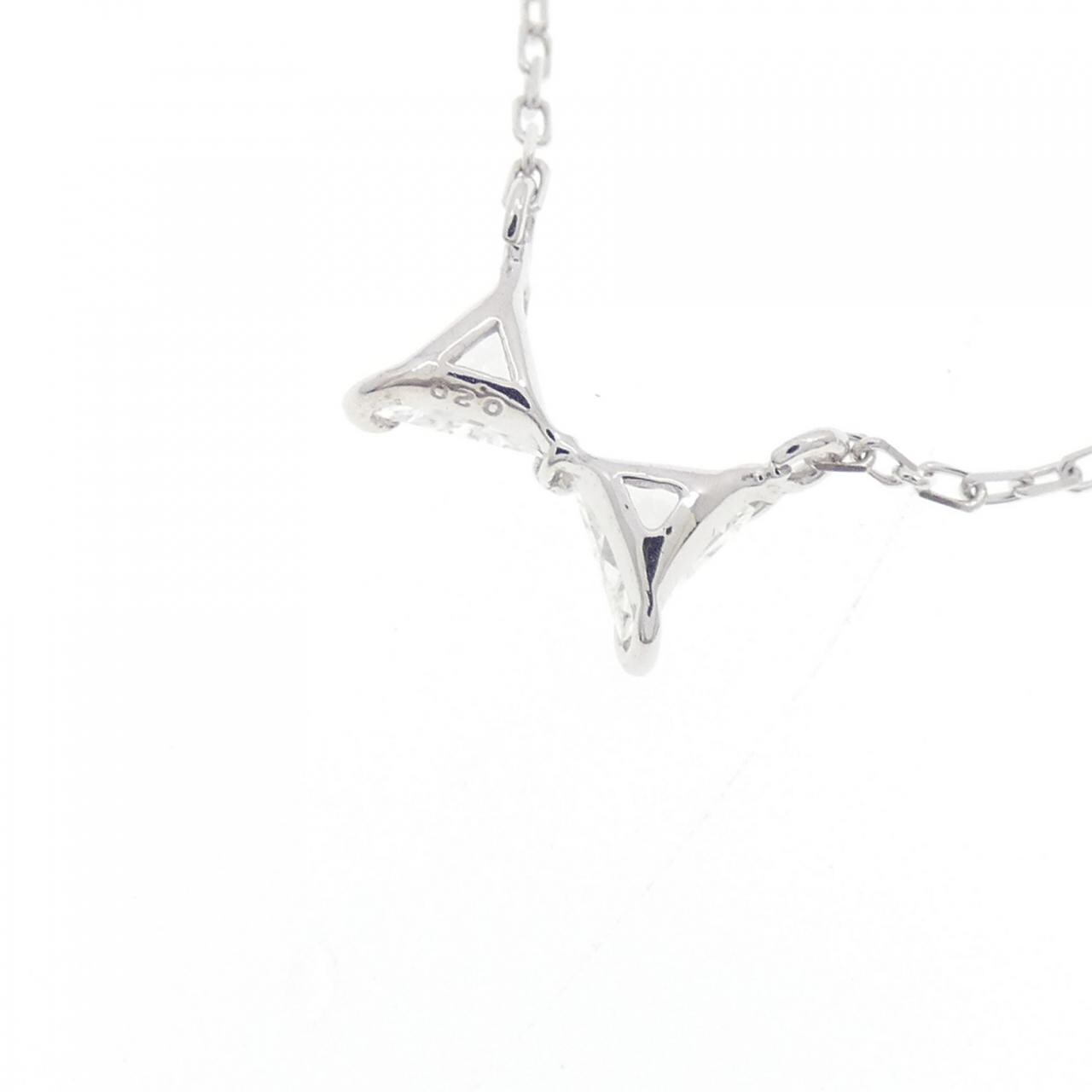 K18WG リボン ダイヤモンド ネックレス 0.20CT