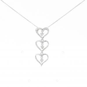 K18WG ハート ダイヤモンド ネックレス 0.10CT