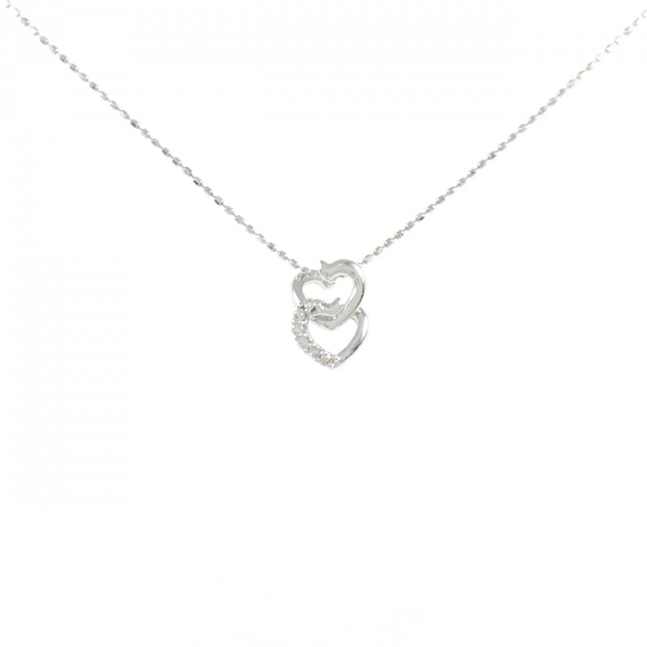 K18WG ハート ダイヤモンド ネックレス 0.04CT