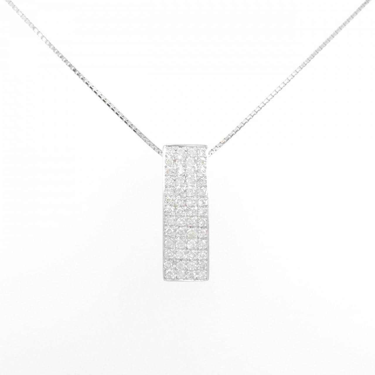 K18WG パヴェ ダイヤモンド ネックレス 1.04CT