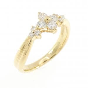 K18YG フラワー ダイヤモンド リング 0.30CT