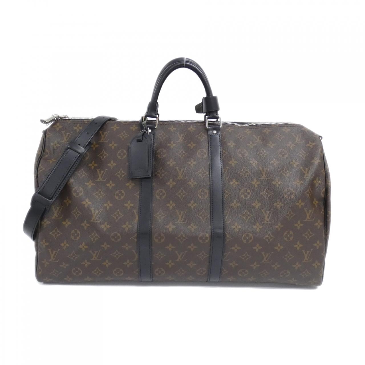 LOUIS VUITTON Monogram Macassar Keepall Bandouliere 55 公分 M56714 波士頓包