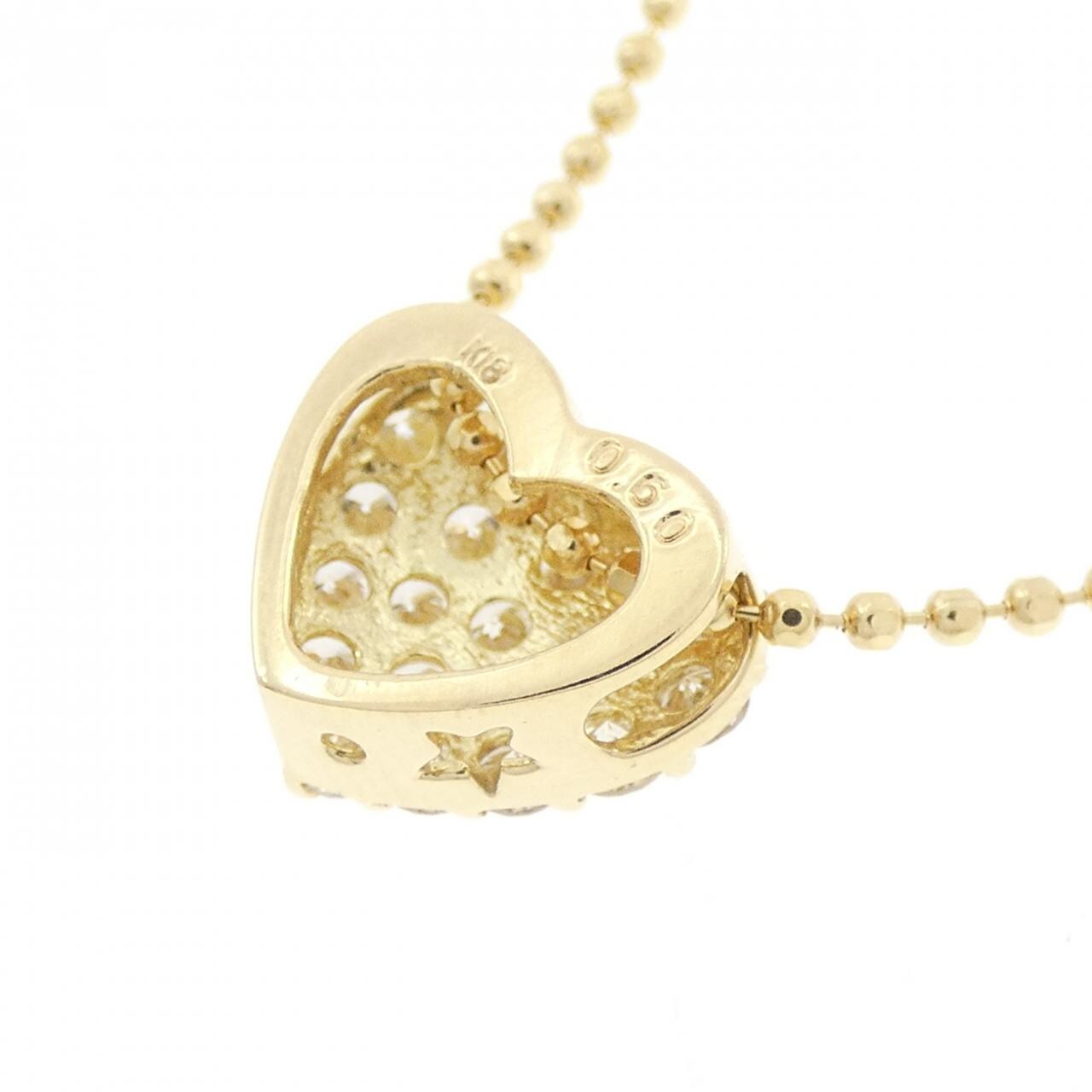 K18YG ハート パヴェ ダイヤモンド ネックレス 0.60CT