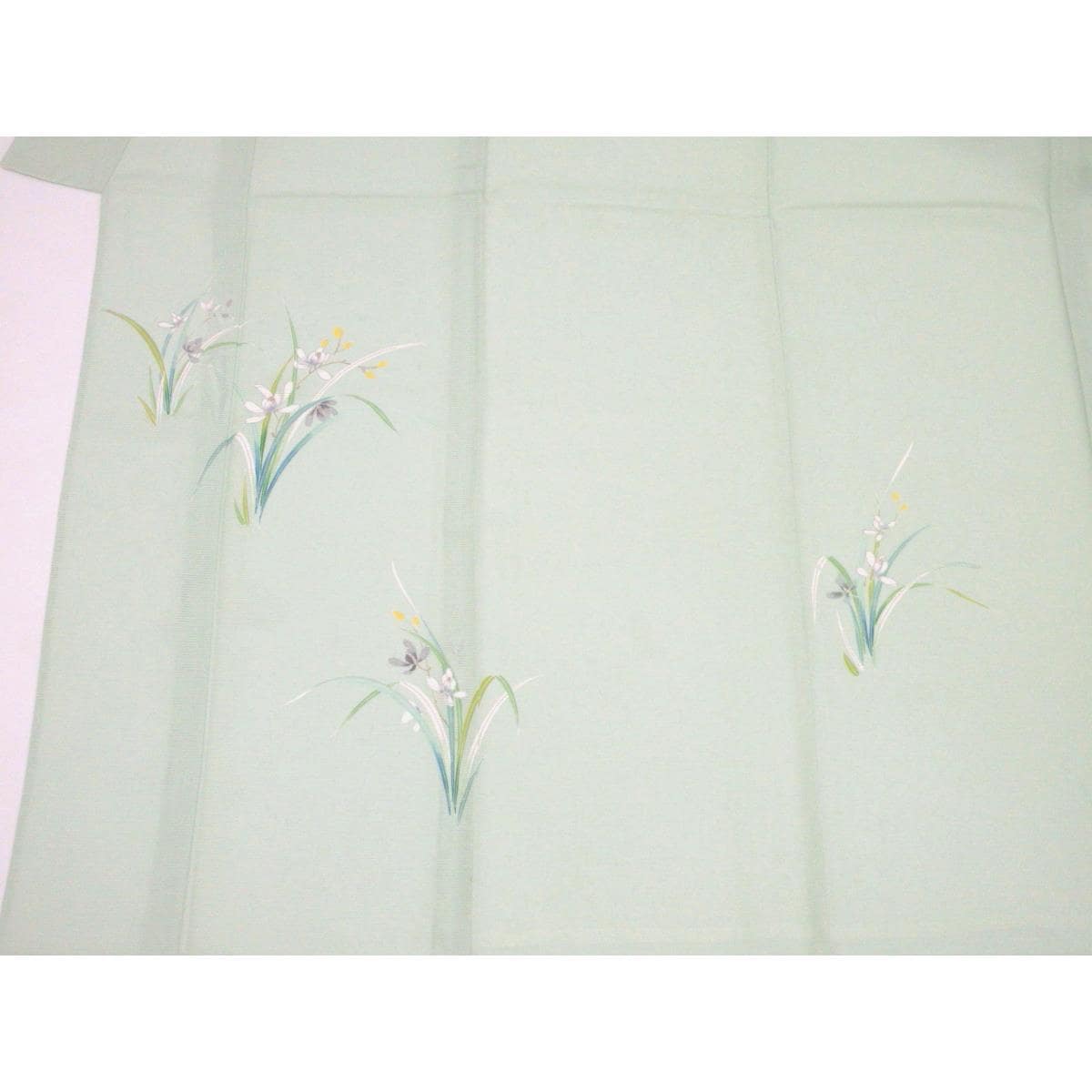 単衣　駒絽訪問着　友禅銀彩加工