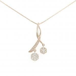 K18PG フラワー ダイヤモンド ネックレス 0.53CT