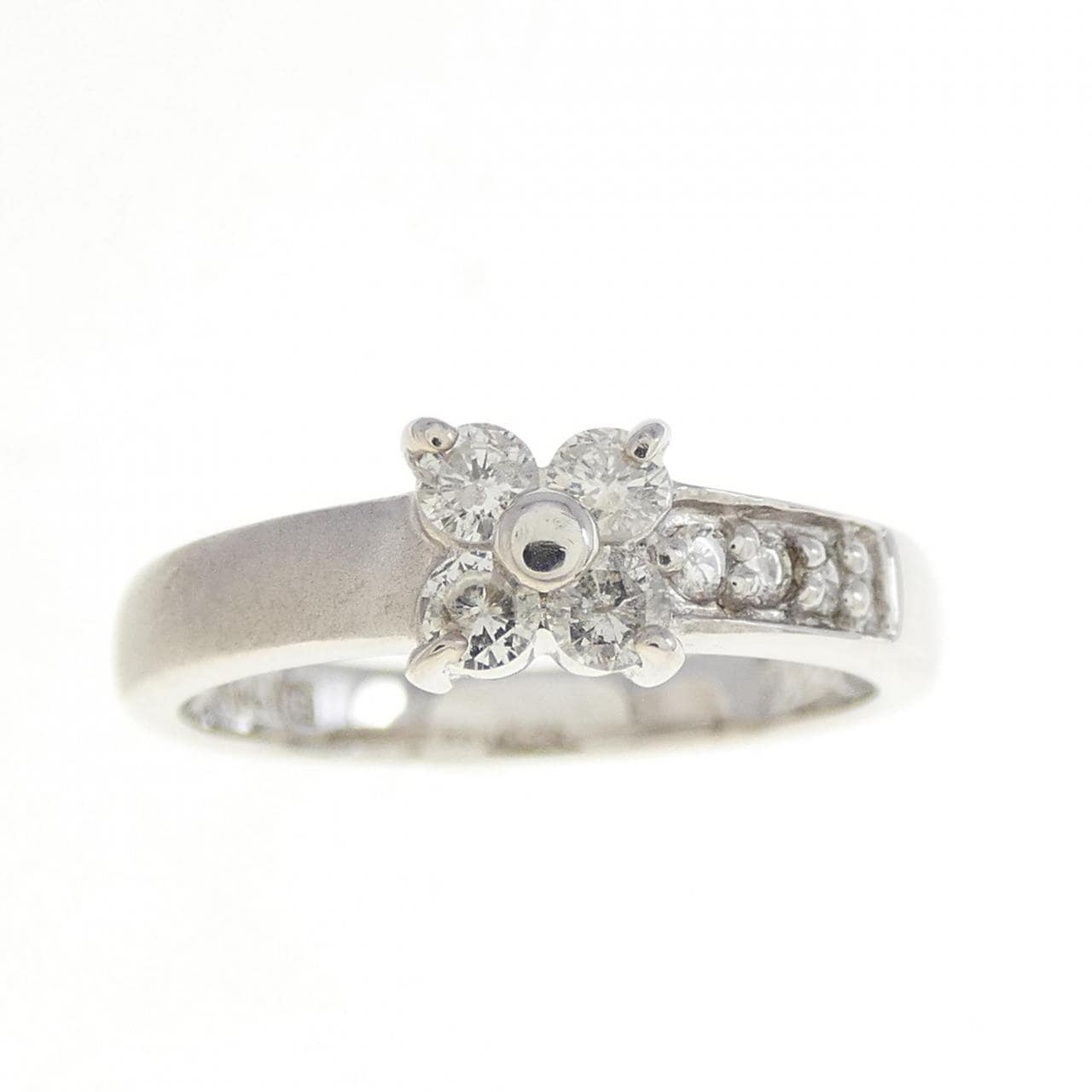 K14WG フラワー ダイヤモンド リング 0.20CT