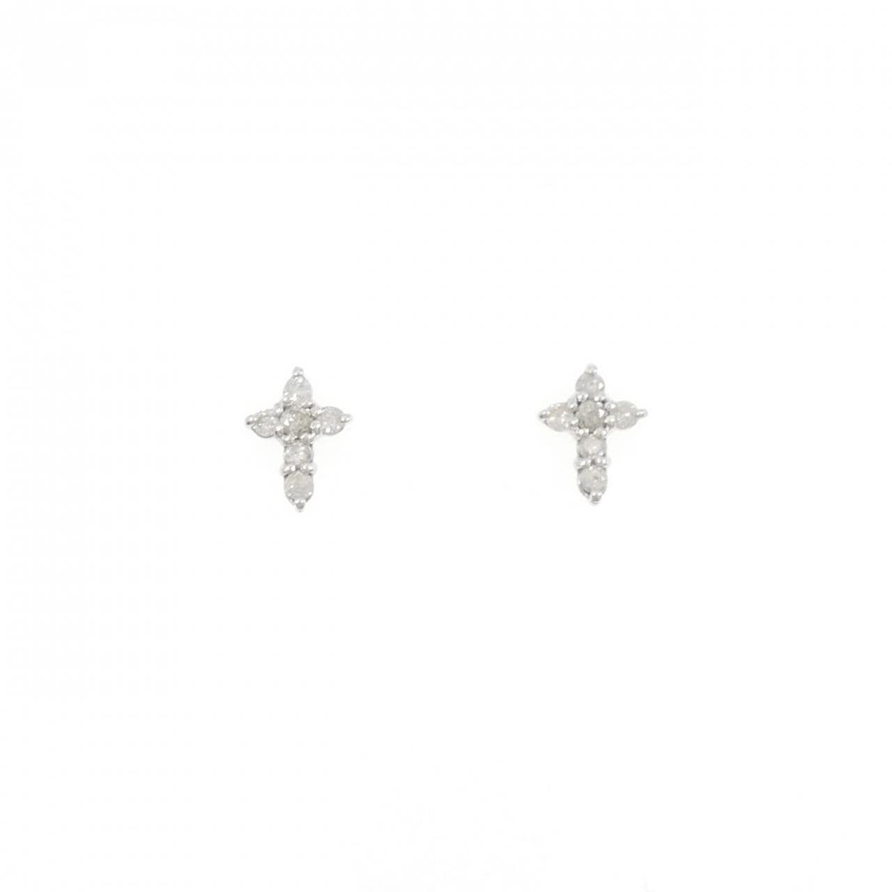 PT900 クロス ダイヤモンド ピアス 0.20CT