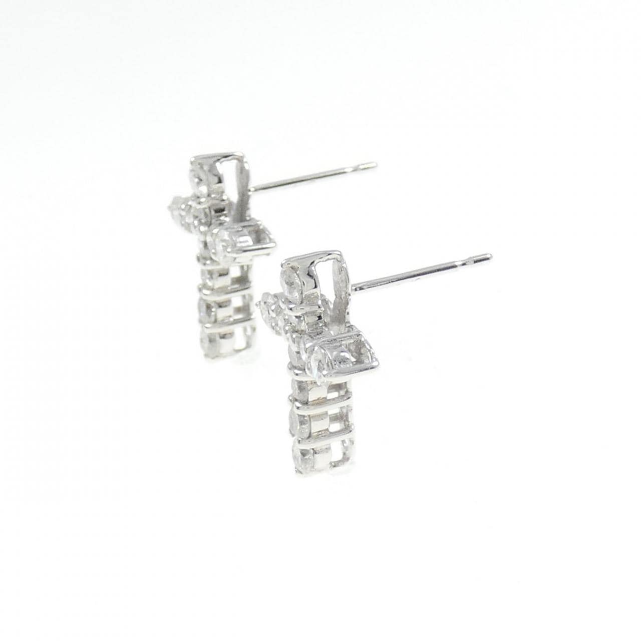 K18WG クロス ダイヤモンド ピアス 1.00CT