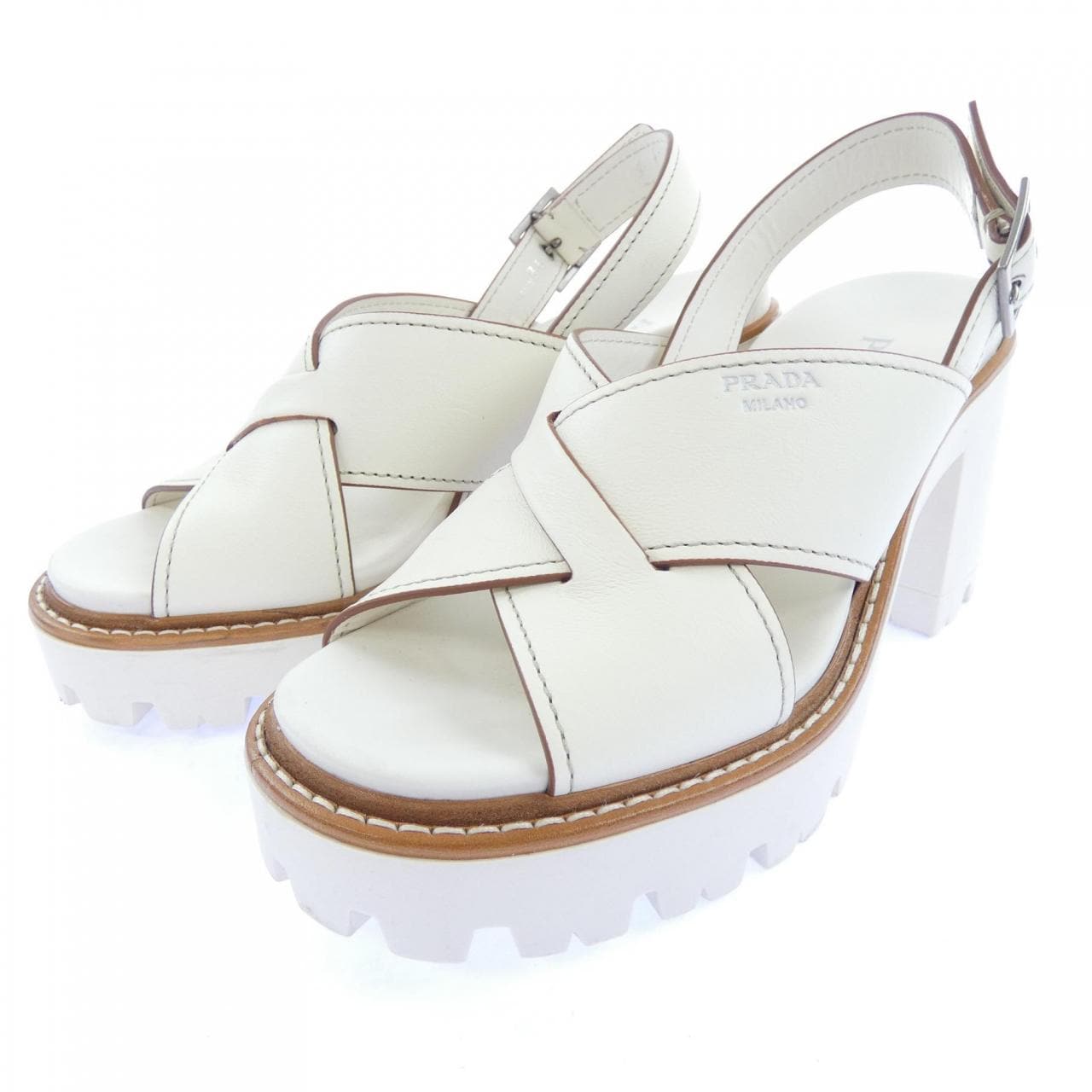 プラダ PRADA クロスレザー プラットフォーム 1X5170 サンダル