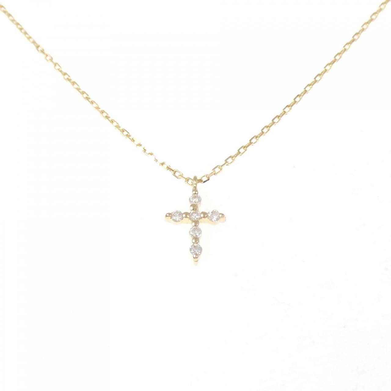アガット クロス ダイヤモンド ネックレス 0.03CT